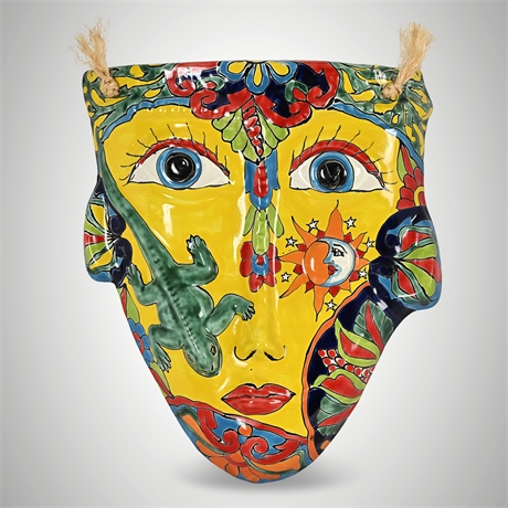 Talavera Ceramic Wall Mask – Hand Painted, 15" Mexico