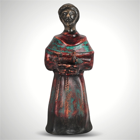 27" Hand-Painted Mexican Ceramic St. Francis — Rustic Folk Art