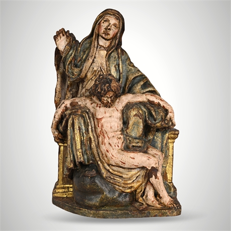 Spanish Colonial Baroque Polychrome Pietà