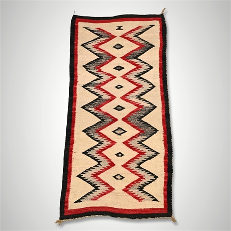 Navajo — Zigzag Eye Diamond, Red Black Gray, c.1950