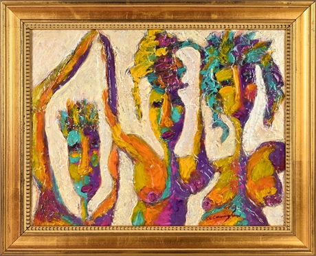 C.C. Cunningham “And the Winner Is” Acrylic on Canvas, Signed, Framed