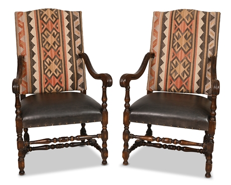 Pair Loretto Throne Style Armchairs