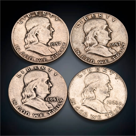 1950's & 1960's Franklin Half Silver Dollars