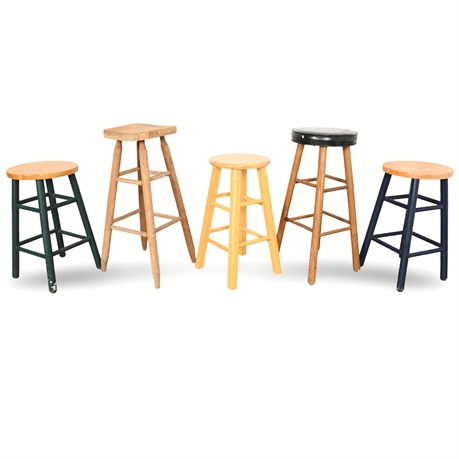 Functional Collection of Solid Wood Bar Stools