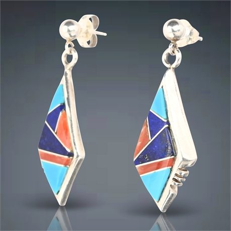 Sterling Silver Inlaid Earrings