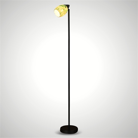 Green Art Glass Floor Lamp – Black Base