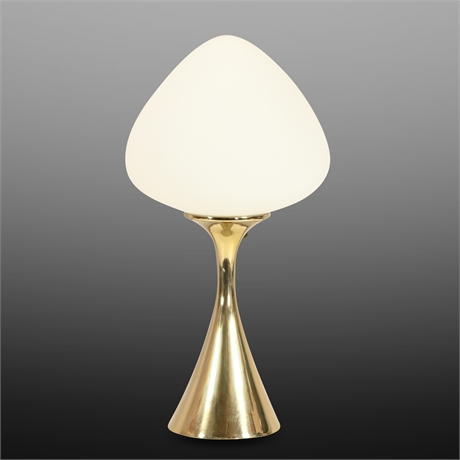 Laurel Mid-Century Modern Brass with White Acorn Glass Shade