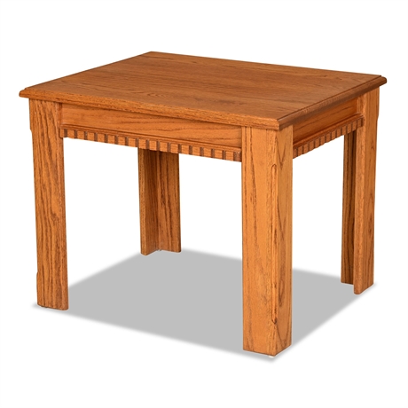 Solid Oak Dentil-Apron End Table