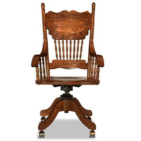 Vintage Oak Stenographer's Swivel Chair