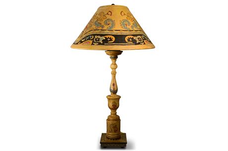 Hand Painted Leather Wrapped Style Lamp