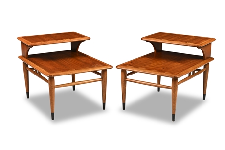 Pair Mid-Century Lane Acclaim Two-Tier End Tables