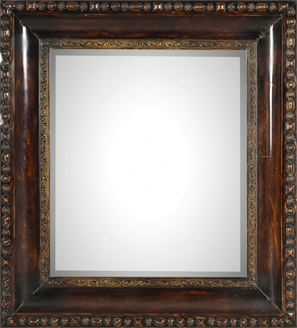 Spanish Revival Repoussé Metal Over Wood Mirror 36x40