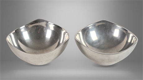 Pair Nambe' Tri-Corner Bowls