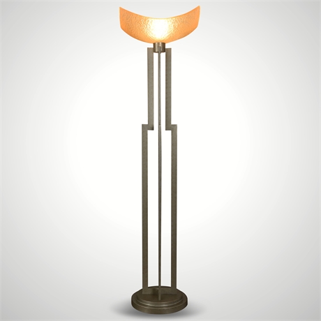 Contemporary Floor Lamp with Acrylic Shade and Steel Frame