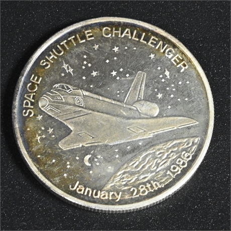 Space Shuttle Challenger 1oz .999 Silver Bullion Art Round
