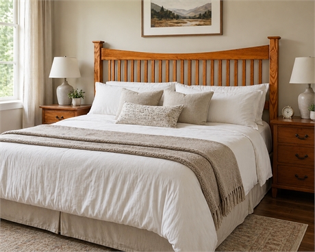 Solid Oak Mission Spindle Headboard, King — Colliers of Colorado