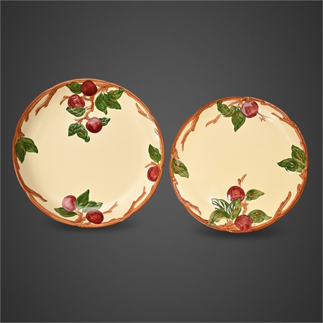 Franciscan Apple Earthenware 14" Chop Plate & Luncheon Plate, Two-Era Backstamps