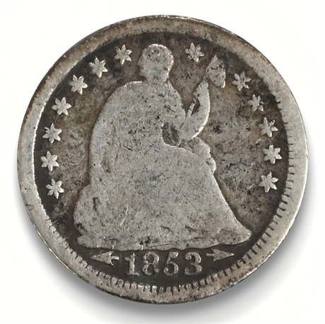 1853 Half 1853-P Seated Liberty Half Dime – With Arrows