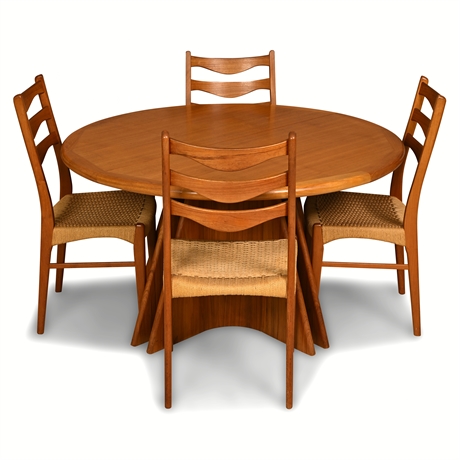Arne Wahl Iversen Teak Dining Set — Table & 4 Chairs, Glyngøre, Danish Modern