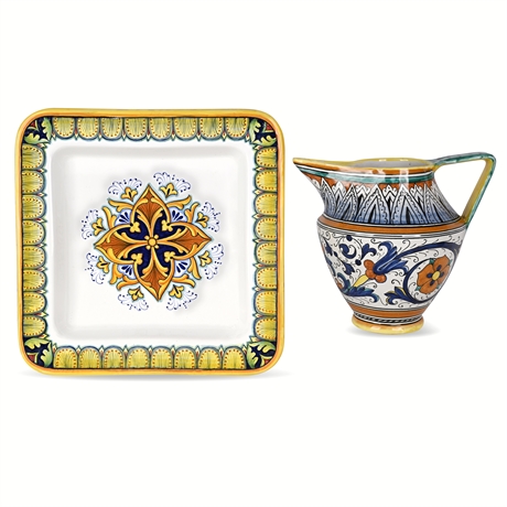 Renaissance Revival Deruta Italian Majolica — G. Giulio & D. Grazia