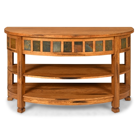 Sedona Rustic Oak Demi-Lune Slate Console by Sunny Designs