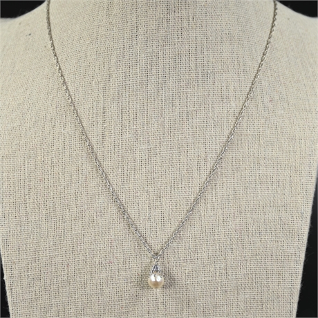 16" Sterling Pearl Necklace