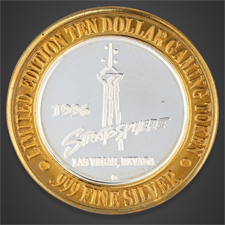 1996 Stratosphere Casino $10 Silver Strike – .999 Silver, Encapsulated