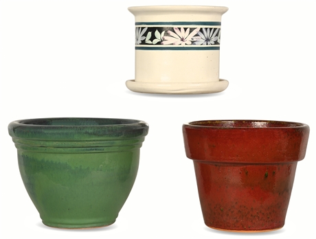 (3) Stoneware Flower Pots