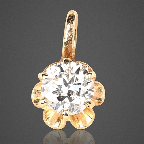 18K Yellow Gold Pendant with 1ct Diamond, SI2 K-L