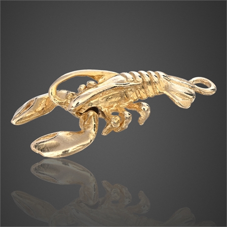14K Gold Lobster Charm Articulated Claws Pendant 2.9g