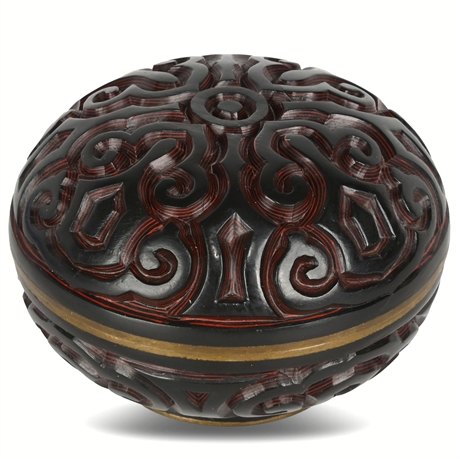 Carved and Layered Red Lacquer Trinket Box