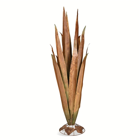 Life-Size Iron Agave Sculpture — Free-Standing Garden Form with Aged Patina