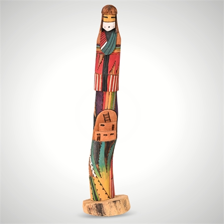 Hopi Hand-Carved Cottonwood Root Kachina – Signed WL, 15.5"