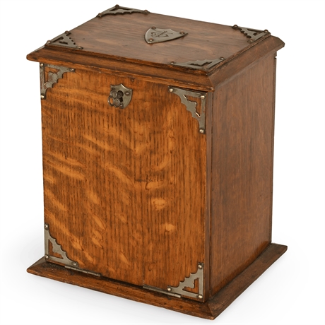 Victorian Oak Writing Box with Key