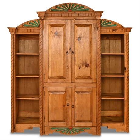 Taos Carved Armoire and Tower Bookcases