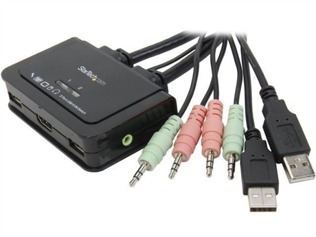 StarTech.com 2 Port USB HDMI Cable KVM Switch with Audio and Remote (SV211HDUA)
