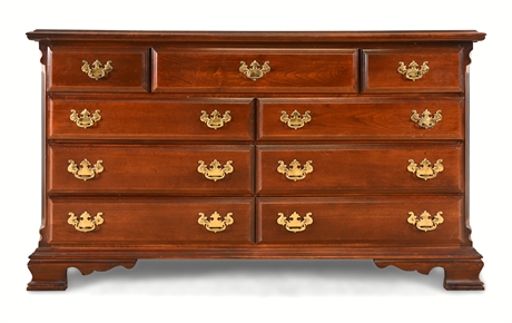 Sumter Cabinet Co. 9-Drawer Solid Cherry Dresser – Brass Pulls, Maker Marked