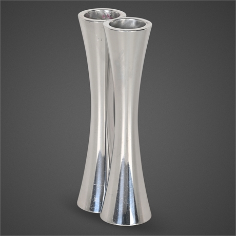 Nambé 6080 “Kissing” Alloy Candlestick Pair by Karim Rashid, 1996, Vintage