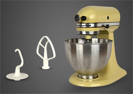 KitchenAid K45 Mixer – Yellow Hobart Era w/ Bowl & Attachments