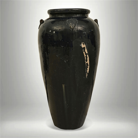 Monumental Black-Glazed Stoneware Garden Jar, 43" — Asian Export