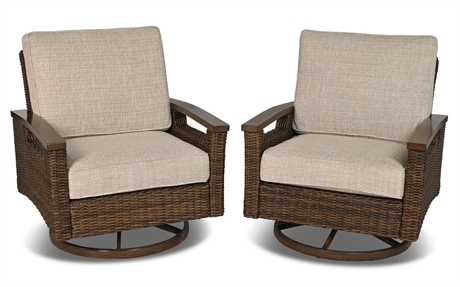 Pair Paradise Trail Patio Rocking & Swiveling Armchairs