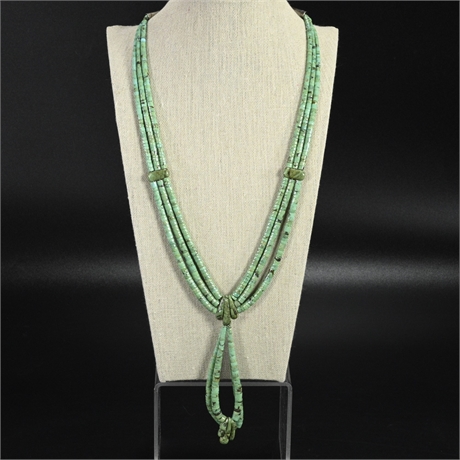 Vintage Santo Domingo Pueblo Rolled Turquoise Necklace