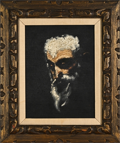After Ribera "Saint Andrew" Mid-Century Oil — Carved Wood Frame