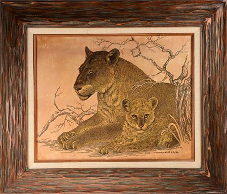 Lioness and Cub Print