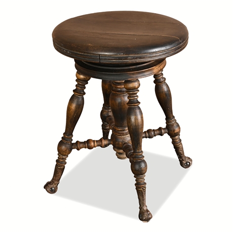 Holtzman Victorian Piano Stool, Claw & Glass Ball Feet, c. 1880–1900