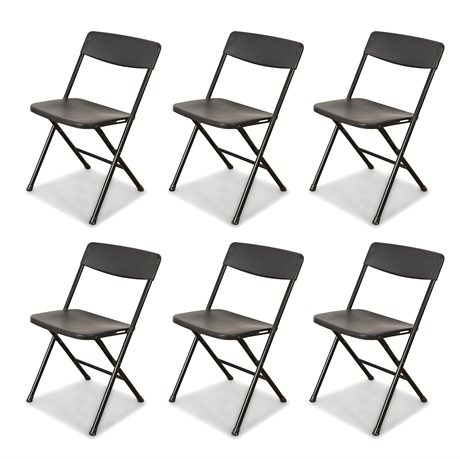 Cosco Folding Chairs, Set of 6 — Black, Steel & Resin, Model 37825BK1WF