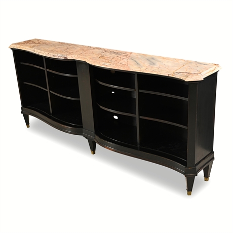 Maison Jansen Style Ebonized Marble-Top Enfilade Bookcase Console
