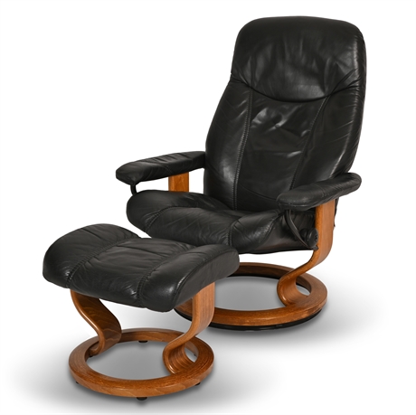Ekornes Stressless Leather Chair & Ottoman