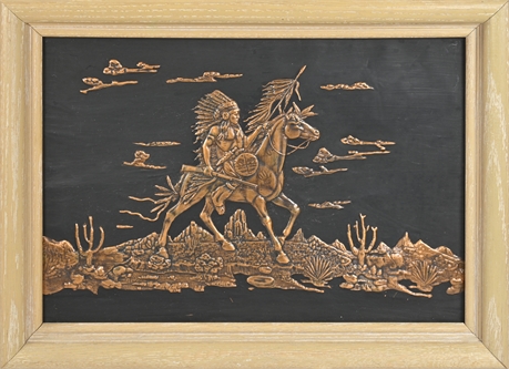 Copper Embossed Native American on Horseback