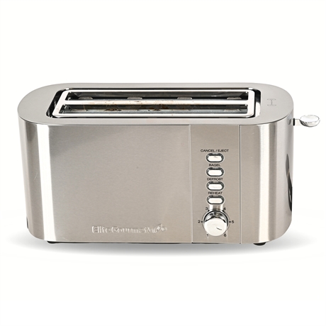 Elite Gourmet Stainless Steel Long Slot 4 Slice Toaster